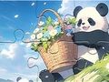 Гульня Пазл: Кошык Кветкавая Панда  онлайн