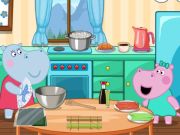 Гульня Японская кулінарная вечарына Hippo  онлайн