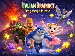 Гульня Italian Brainrot Drag Merge Puzzle онлайн