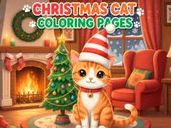 Гульня Christmas Cat Coloring Pages онлайн