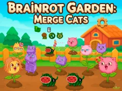 Гульня Brainrot Garden. Merge Cats онлайн