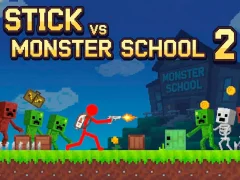 Гульня Stick vs Monster School 2 онлайн
