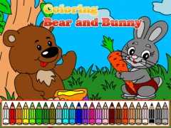 Гульня Coloring book: Bear and rabbit онлайн