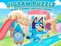 Гульня Jigsaw Puzzle: Bluey & Bingo Obstacle Course онлайн