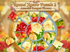 Гульня Round jigsaw Puzzle 2 - Assemble Bouquet flowers онлайн