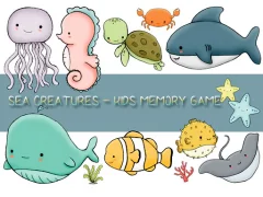 Гульня Kids Memory Sea Creatures онлайн
