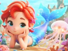 Гульня Jigsaw Puzzle: Chibi Mermaid Marshmallow Jellyfish онлайн
