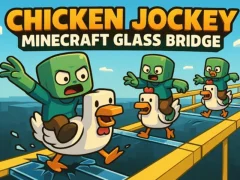 Гульня Chicken Jockey: Minecraft Glass Bridge онлайн