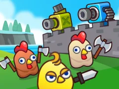 Гульня Merge Cannon: Chicken Defense онлайн