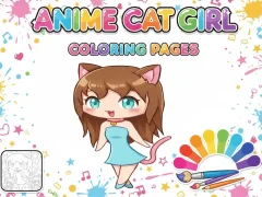 Гульня Anime Cat Girl Coloring Pages онлайн