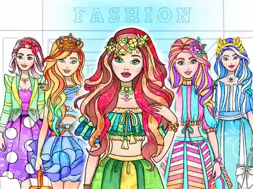 Гульня Girl Coloring Dress Up Games онлайн