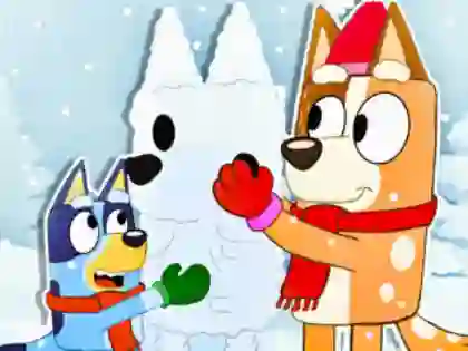 Гульня Jigsaw Puzzle: Bluey Christmas Snowman онлайн