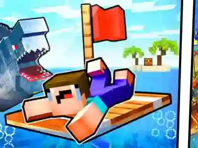 Гульня Noob Raft: Ocean Survival онлайн