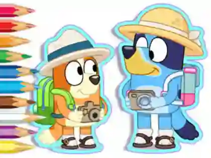 Гульня Coloring Book: Bluey Camping онлайн