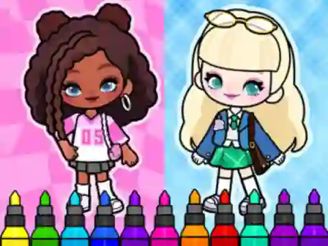 Гульня Coloring Book: Aha World Sporty Girl онлайн