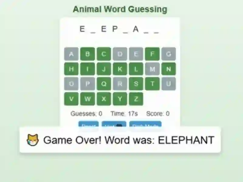 Гульня Animal Word Guessing Game онлайн