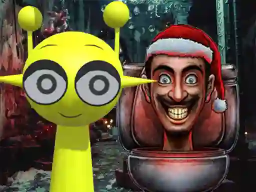 Гульня Sprunki in Backrooms Christmas Skibidi онлайн