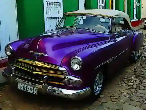 Гульня Cuban Vintage Cars Jigsaw онлайн