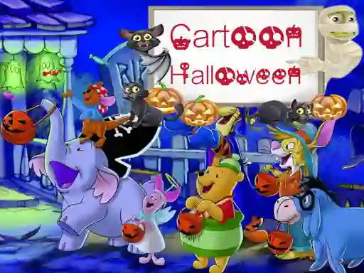 Гульня Cartoon Halloween Slide Puzzle онлайн