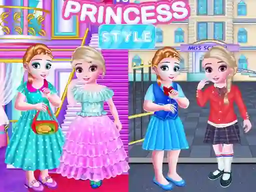 Гульня Little Girls School vs Princess Style онлайн