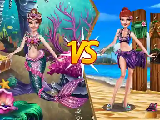 Гульня Mermaid vs Princess Outfit онлайн