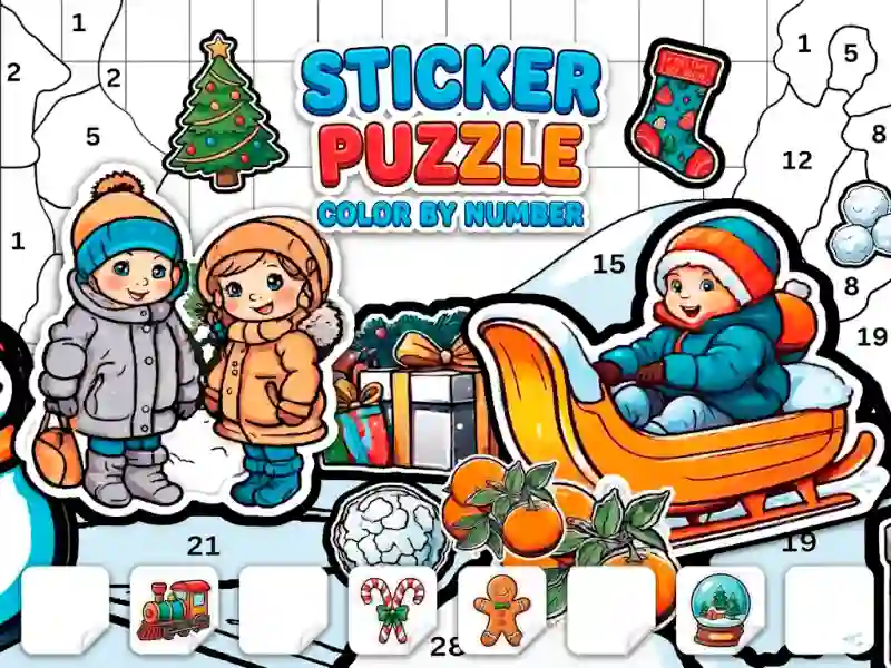 Гульня Sticker Book Puzzle: Color By Number онлайн