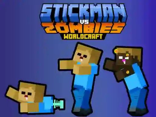 Гульня Stickman vs Zombies WorldCraft онлайн