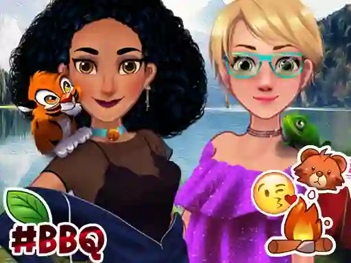 Гульня Jasmine & Rapunzel on Camping онлайн