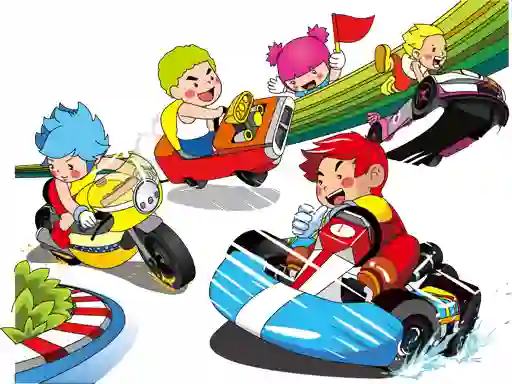 Гульня Cartoon Kart Puzzle онлайн