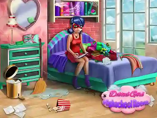 Гульня Dotted Girl: Highschool room онлайн