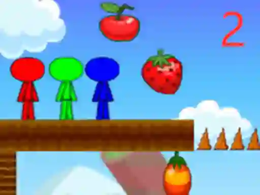 Гульня Stickman Bros In Fruit Island 2 онлайн