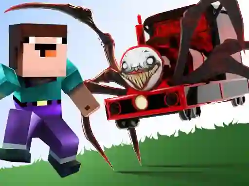 Гульня Noob vs Spider Train онлайн
