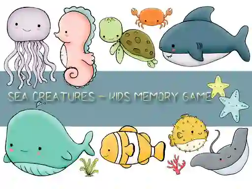 Гульня Kids Memory Sea Creatures онлайн