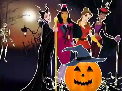 Гульня Princesses Halloween Night онлайн