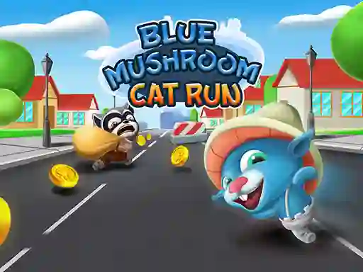 Гульня Blue Mushroom Cat Run онлайн