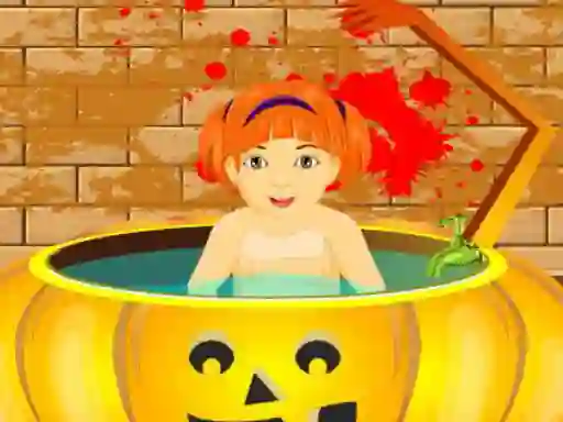 Гульня Little Baby Halloween Bathing онлайн