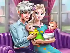 Гульня Ice Queen Twins Family Day онлайн