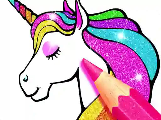 Гульня Unicorn Coloring Book Glitter онлайн