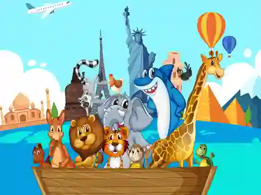 Гульня Crazy Friends Travel The World Puzzle онлайн