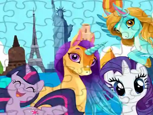 Гульня Unicorns Travel The World Puzzle онлайн