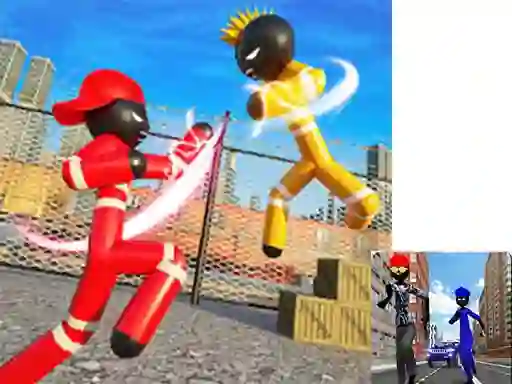Гульня Stickman Police vs Gangsters Street Fight онлайн