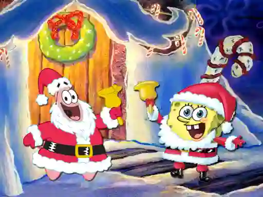 Гульня SpongeBob Christmas Jigsaw Puzzle онлайн