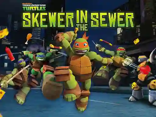 Гульня Teenage Mutant Ninja Turtles: Skewer in the Sewer онлайн