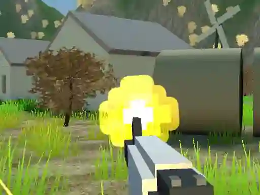 Гульня Pixel Village Battle 3D онлайн