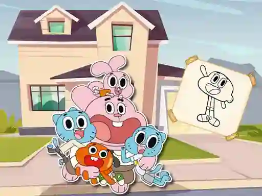 Гульня World Of Gumball Coloring Game онлайн