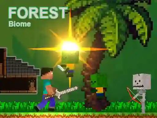 Гульня Noob vs Zombies - Forest biome онлайн