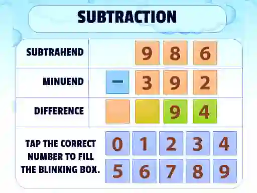 Гульня Subtraction Practice онлайн