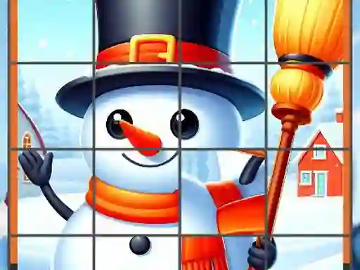 Гульня Happy Snowman Puzzle онлайн