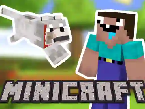 Гульня Minicraft: Steve And Wolf Adventure онлайн