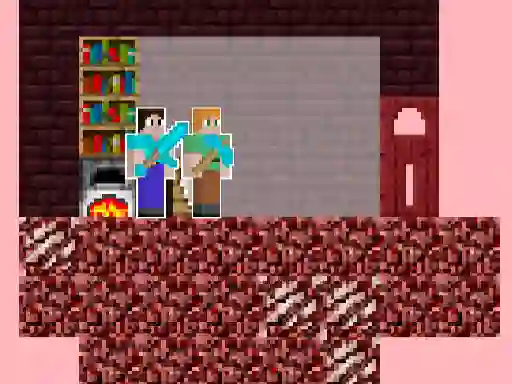Гульня Alex and Steve Nether онлайн